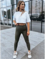 VALENTIS zelené dámské kalhoty z voskovaného materiálu FashionStreet UY1560