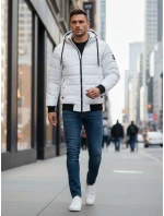 Pánská prošívaná zimní bunda s kapucí bílá FashionStreet TX5096