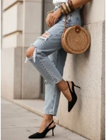 Dámské semišové jehlové boty s otevřeným podpatkem černé FashionStreet ZY1384