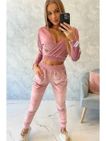 Velurová souprava s nápisem Queen dark powder pink Velurová souprava s nápisem Queen dark powder pink