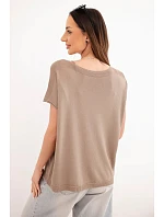 Dámská viskózová oversize halenka s krátkým rukávem a kulatým výstřihem fango