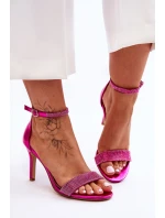 Dámské sandály na vysokém podpatku s kamínky Fuchsie Perfecto Dámské sandály na vysokém podpatku s kamínky Fuchsie Perfecto