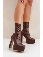 Boty Na Vysokém Podpatku A Platformě Tmavě Hnědé Tennira