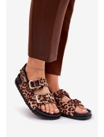Dámské Sandály S Přezkami V Panteře Hnědé Seladith
