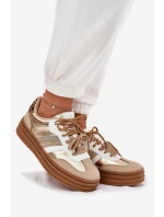 Dámské Tenisky Na Platformě S Dvojitým Šněrováním Leopardí Zlaté Klipy