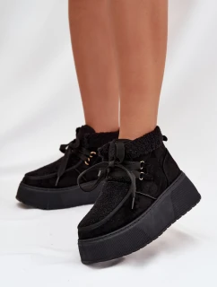 Dámské sněhule na platformě s kožíškem Černé Florivelle