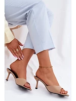 Dámské sandály na podpatku látkové Béžové Selmira