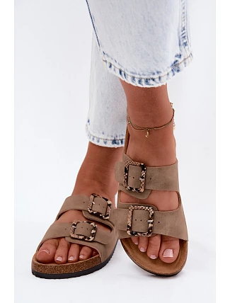 Dámské pantofle Khaki s přezkami Lee Cooper LCW-26-35-4451L