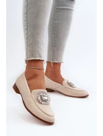 Dámské mokasíny na plochém podpatku s broží Béžová D&A Dámské mokasíny na plochém podpatku s broží Béžová D&A