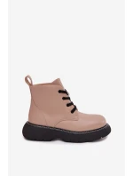 Dámské botky Harmine – zateplené, na platformě, šněrovací, tmavě béžové Dámské botky Harmine – zateplené, na platformě, šněrovací, tmavě béžové