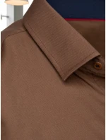 Pánská elegantní hladká hnědá košile SLIM FIT FashionStreet DX2593