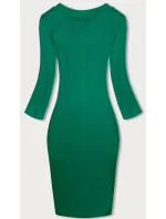 Zelené vypasované žebrované šaty s kulatým výstřihem (5131-13) Zelené vypasované žebrované šaty s kulatým výstřihem (5131-13)