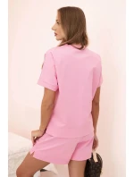 Dámský punto set s krátkými rukávy a šortkami světle růžová