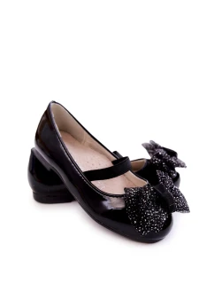 Dziecięce Wsuwane Czarne Balerinki Jelly