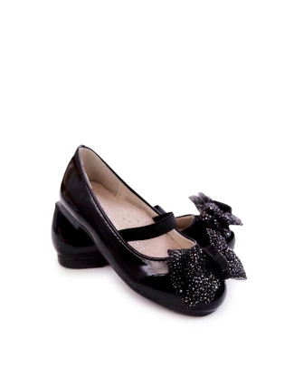Dziecięce Wsuwane Czarne Balerinki Jelly