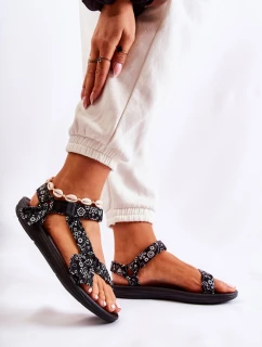 Dámské sandály na suchý zip černé Venna