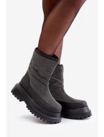 Ozdobené Sněhule Na Platformě A Plochém Podpatku Černé Avivina