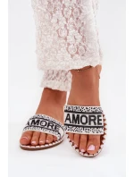 Dámské sandály na plochém podpatku se zdobením Amore bílé Avelina