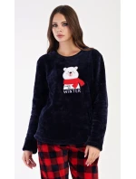 Dámské pyžamo dlouhé Méďa se šálou