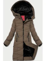 Hnědá dámská zimní bunda s kožešinovou podšívkou LHD (LHD-24578) Hnědá dámská zimní bunda s kožešinovou podšívkou LHD (LHD-24578)