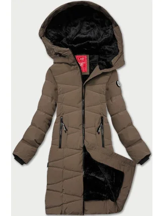 Hnědá dámská zimní bunda s kožešinovou podšívkou LHD (LHD-24578) Hnědá dámská zimní bunda s kožešinovou podšívkou LHD (LHD-24578)