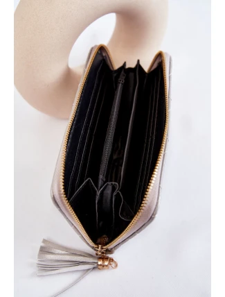 Velká prošívaná peněženka s pruhem stříbrný Jeffrey