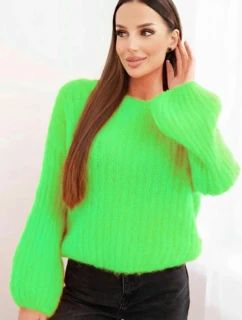 Svetr dámský z mohairu s bufáčovými rukávy jasně zelená