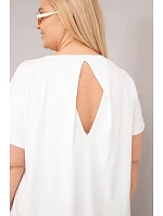 Dámská halenka Plus Size bavlněná s krátkým rukávem bílá