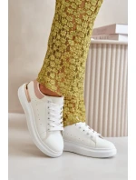 Nízké Dámské Tenisky Na Platformě Z Eko Kůže Bílo-Růžové Nevelena