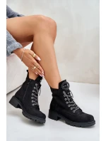Zateplené kotníkové boty s ozdobným šněrováním Vinceza 16465 Černé