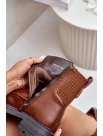 Zateplené boty workery na zip hnědé Leairae