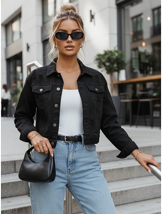 Dámská džínová bunda s efektem odřeného vzhledu LANDIA, černá, FashionStreet TY2643