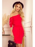 CASSIE - Červené dámské šaty s krátkými rukávy 249-3 CASSIE - Červené dámské šaty s krátkými rukávy 249-3