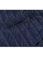 Tmavě modrá tenká dámská bunda s látkovými vsadkami (RQW-7013)