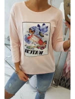 Halenka s 3D grafikou Watch powder pink