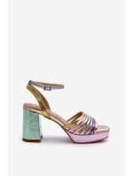 Dámské sandály na podpatku D&A CR920 Multikolor Dámské sandály na podpatku D&A CR920 Multikolor