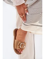 Ploché Dámské Sandály S Ozdobným Detalem Camel Nellodra