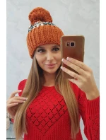 Dámská čepice Ellen s bambulí K325 hnědá - Oliwier