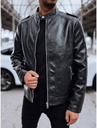 Pánská kožená bunda černá FashionStreet TX4714