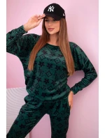 Dámská souprava z veluru s monogramem zelená + černá