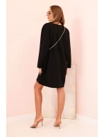 Dámská viskózová sukýnka Plus Size s kabelkou na řetízku černá