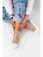 Dámské Vysoké Tenisky Na Velké Podrážce Světle Hnědá Trissy Dámské Vysoké Tenisky Na Velké Podrážce Světle Hnědá Trissy