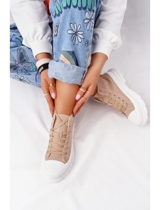 Dámské Vysoké Tenisky Na Velké Podrážce Světle Hnědá Trissy Dámské Vysoké Tenisky Na Velké Podrážce Světle Hnědá Trissy