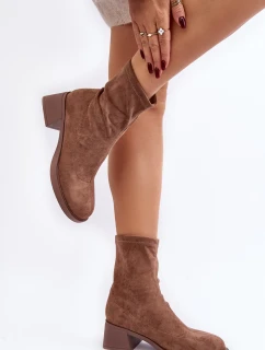 Dámské botky na nízkém podpatku hnědé Aphroteia