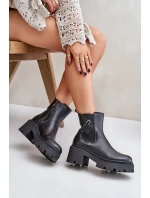 Zazoo 60490 Kožené Zateplené Boty S Dekorací Černé