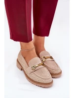 Dámské mokasíny s pletením a zlatým detailem béžové Seffolia