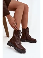 Dámské workery s ozdobou eko kůže čokoládové Karessa