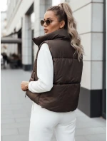 Dámská přechodná krátká prošívaná oboustranná kávová vesta LEOVELLA FashionStreet TY4648