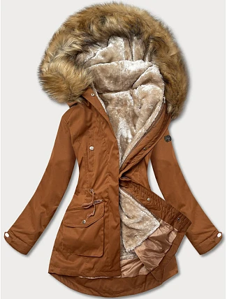 Dámská zimní parka karamelově béžová (m-21356)