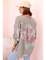 Dámská blůza z bavlny s květinovým vzorem a knoflíky fango